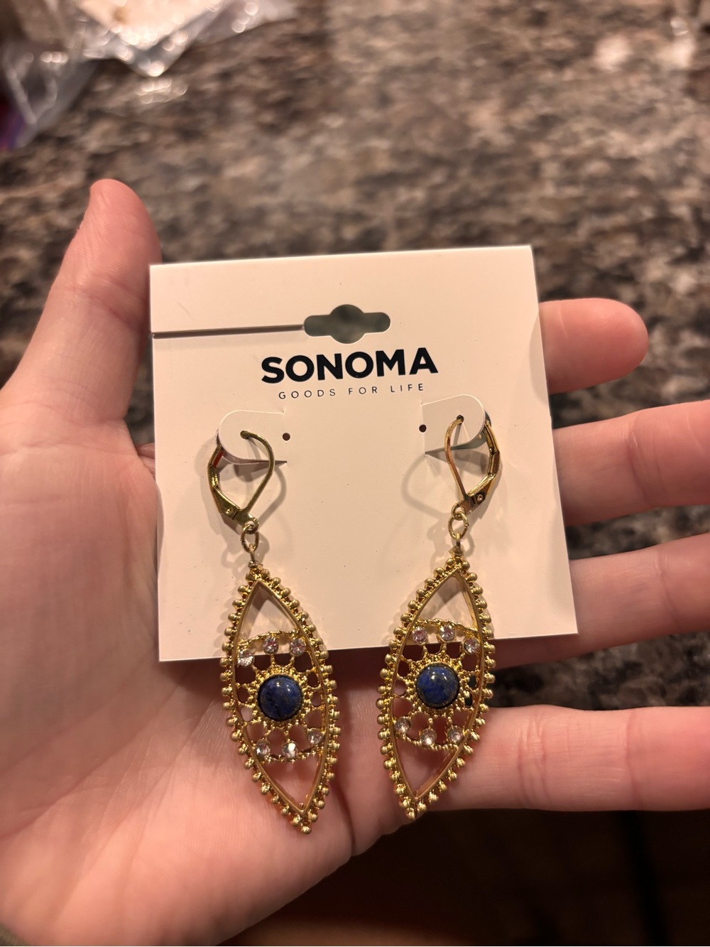 Kohl's SONOMA Gold Drop Earrings with Blue Center Stones